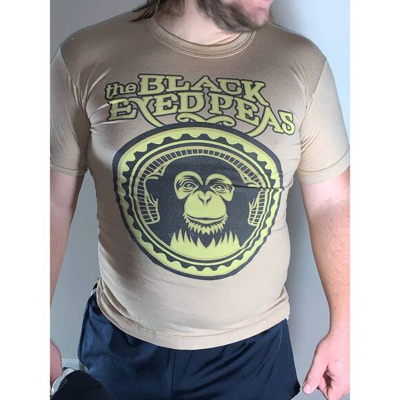 Vintage The Black Eyed Peas Band T Shirt Tan Mens Size Small - Picture 1 of 3